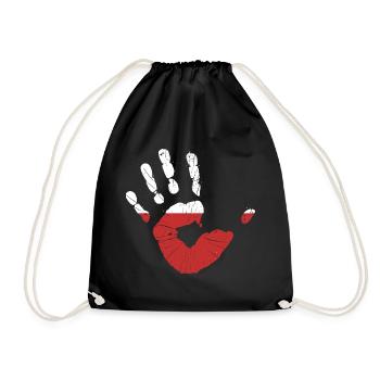 Poland flag handprint home Polska identity - Drawstring Bag - black - Front