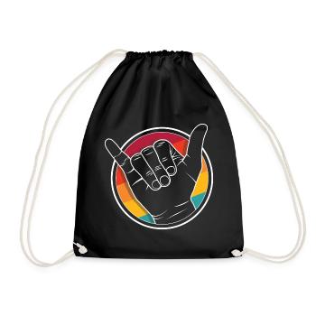 Hang ten / Vdub Gruß / Shaka-Welle - Luftgekühlt - Turnbeutel - Schwarz - Vorne