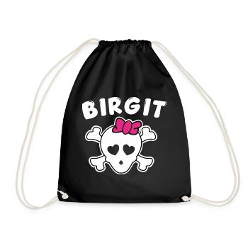 Piratin Birgit Design für Mädchen und Frauen - Turnbeutel - Schwarz - Vorne