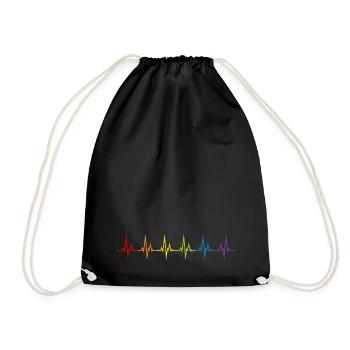 LGBT Heartbeat ECG Gay Pride CSD Arc-en-ciel coloré - Sac de sport léger - noir - Devant