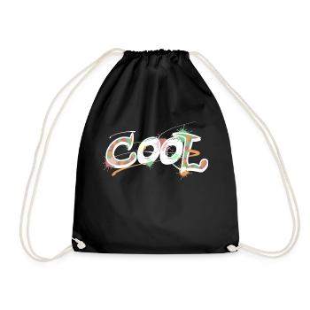 Cool Schriftzug cooles Shirt Graffiti Comic Look - Turnbeutel - Schwarz - Vorne