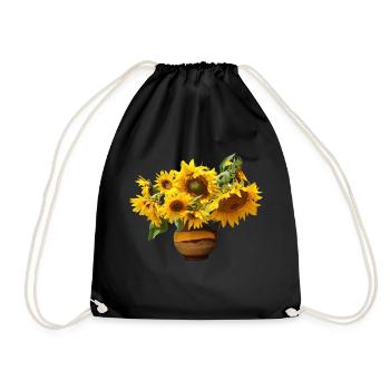 sunflowers sunflower garden garden spring11 - Drawstring Bag - black - Front