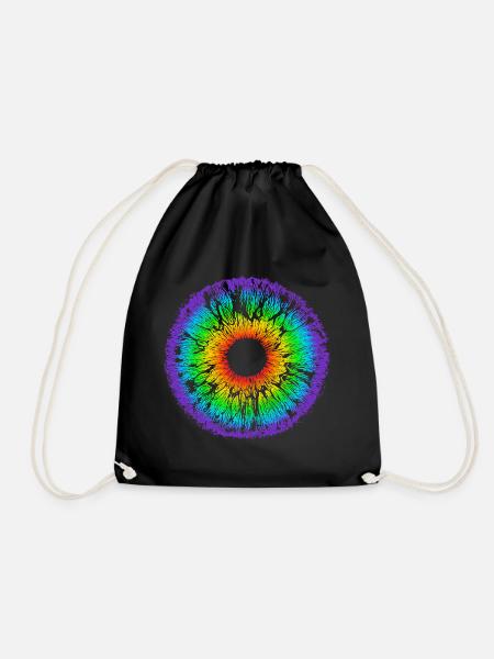 Regenbogen Auge, Iris, LGBT, Gay Pride, Mandala - Turnbeutel - Schwarz