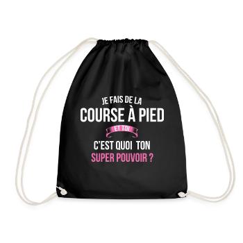 Course à pied super pouvoir femme - Sac de sport léger - noir - Devant