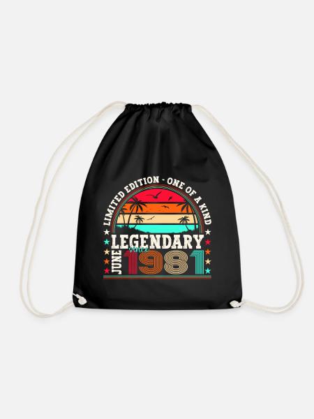 Legend June 1981 41st Birthday Gift Men - Drawstring Bag - black