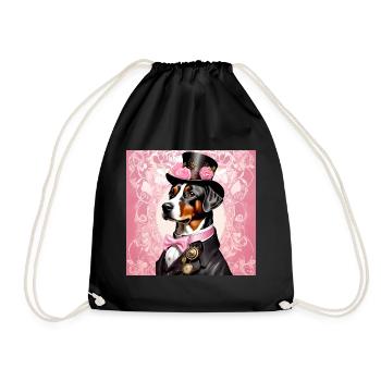 Chien de conception d’art steampunk avec chapeau - Sac de sport léger - noir - Devant