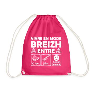 vivre en mode breizh entre Crepes cidre humeur,BZH - Sac de sport léger - fuchsia - Devant