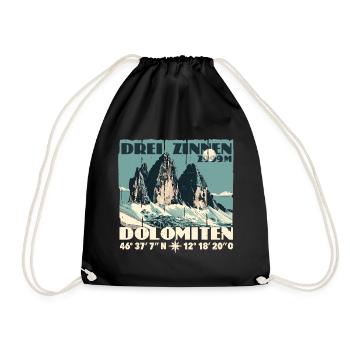 Three Peaks Dolomites Souvenir Tre Cime Lavaredo - Drawstring Bag - black - Front