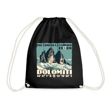 Tre Cime Lavaredo Dolomiti Drei Zinnen Dolomiten - Turnbeutel - Schwarz - Vorne
