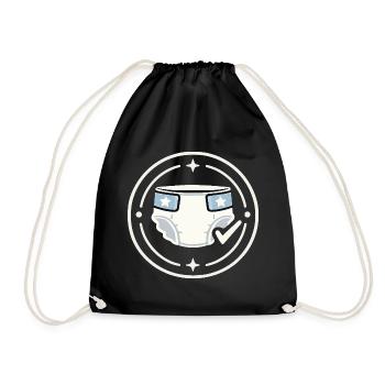 Diaper Duty Badge Shirt - Drawstring Bag - black - Front