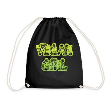 Vegan Girl - Drawstring Bag - black - Front