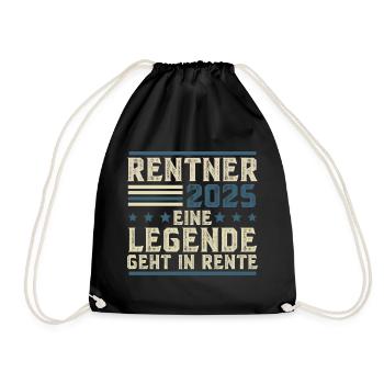 Rentner 2025 Eine Legende geht in Rente - Turnbeutel - Schwarz - Vorne