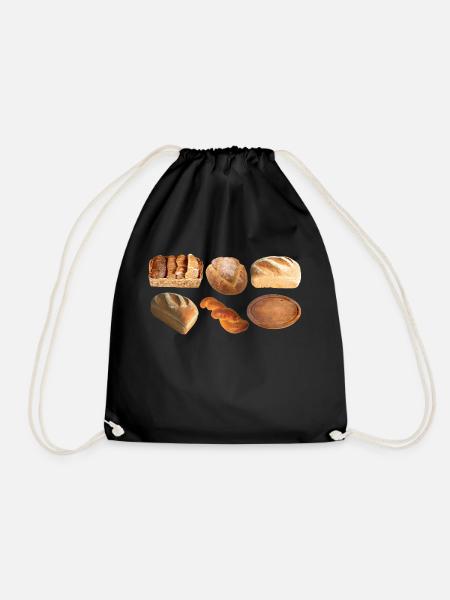 bread brooches crossaint bakery baguette bread bu - Drawstring Bag - black