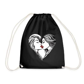 Girls in Love Heart - Drawstring Bag - black - Front