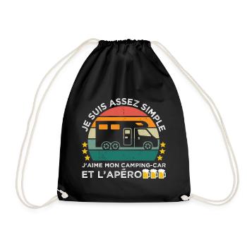 J' aime mon camping-car et l' apéro humour camping - Sac de sport léger - noir - Devant