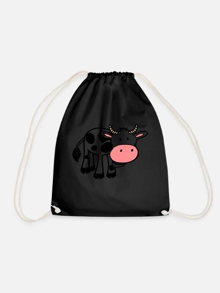 cow - Drawstring Bag - black