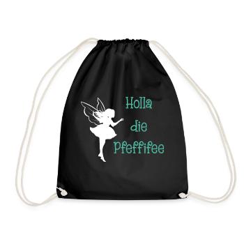 Holla die Pfeffifee Pfeffi Fee Pfefferminzlikör - Turnbeutel - Schwarz - Vorne