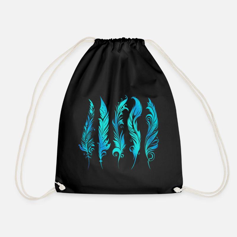 Federn Boho Ethno Style Muster Tribal Indianer - Turnbeutel - Schwarz