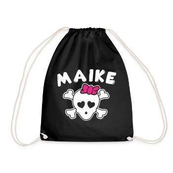 Piratin Maike Design für Mädchen und Frauen - Turnbeutel - Schwarz - Vorne