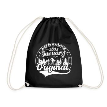 January 2008 Birthday Present January 2008 - Drawstring Bag - black - Front