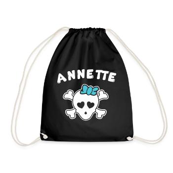 Piratin Annette Design für Mädchen und Frauen - Turnbeutel - Schwarz - Vorne