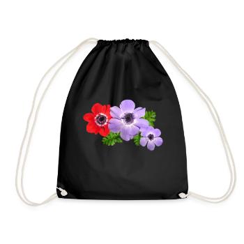 flowers lilies tulips orchids sunflower dahlia ger - Drawstring Bag - black - Front