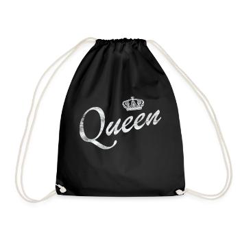 Queen Partnerlook King & Queen Geschenk - Turnbeutel - Schwarz - Vorne