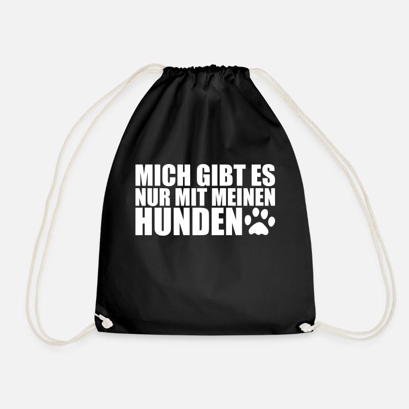 MIT MEINEN HUNDEN- Lustiges Hunde Sprüche Geschenk - Turnbeutel - Schwarz