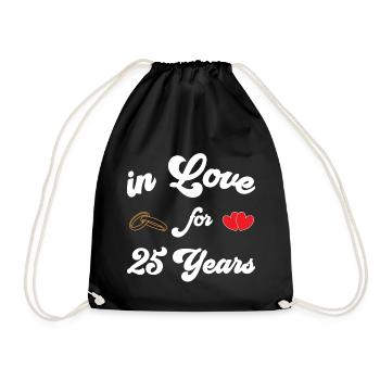 25 years married - silver wedding - in love - Drawstring Bag - black - Front