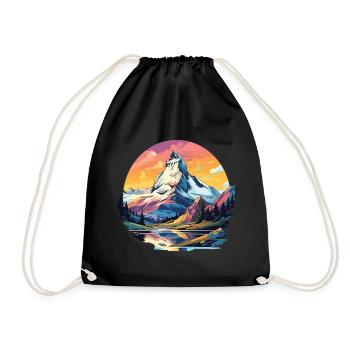 Matterhorn Wandern Zermatt Andenken Souvenir - Turnbeutel - Schwarz - Vorne