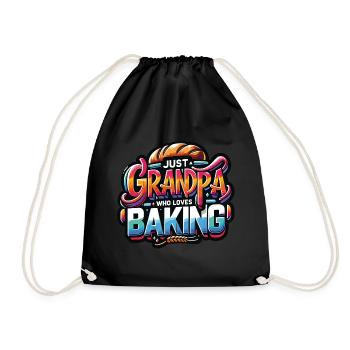 Grandpa is a baker, our grandpa likes to bake - Drawstring Bag - black - Front