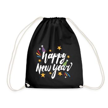 happy new year - Turnbeutel - Schwarz - Vorne