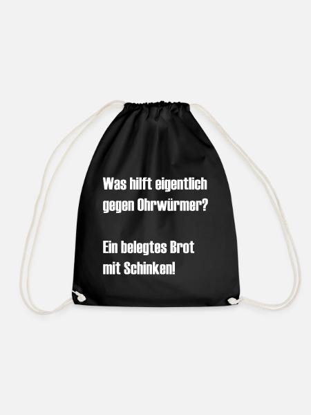 Brot mit Schinken weiß - Turnbeutel - Schwarz