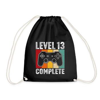 13.Geburtstag - 13 Jahre Gamer Level 13 complete - Turnbeutel - Schwarz - Vorne