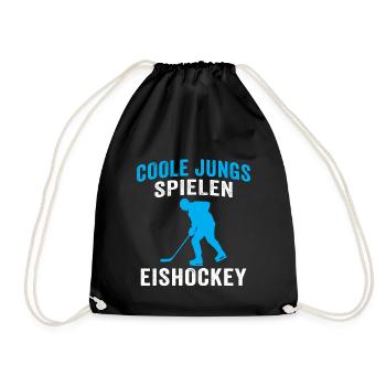 Coole jungs spielen eishockey hockey - Turnbeutel - Schwarz - Vorne