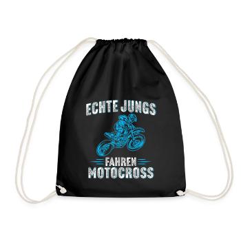 Echte Jungs Fahren Motocross Kinder Motorrad - Turnbeutel - Schwarz - Vorne