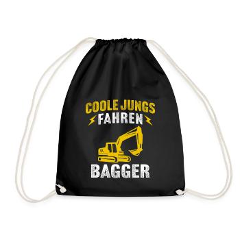 Coole jungs fahren bagger kinder junge - Turnbeutel - Schwarz - Vorne