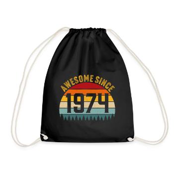 Awesome since 1974 retro t-shirt 1974 - Turnbeutel - Schwarz - Vorne