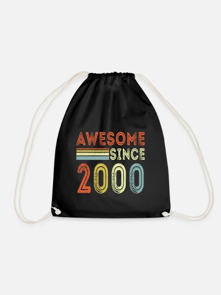 Awesome since 2000 retro t-shirt 2000 - Turnbeutel - Schwarz