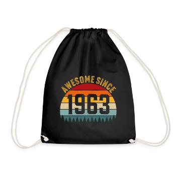 Awesome since 1963 retro t-shirt 1963 - Drawstring Bag - black - Front