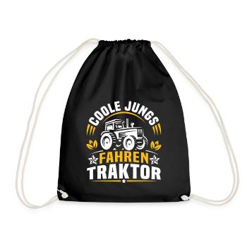 Coole jungs fahren traktor trecker junge - Turnbeutel - Schwarz - Vorne
