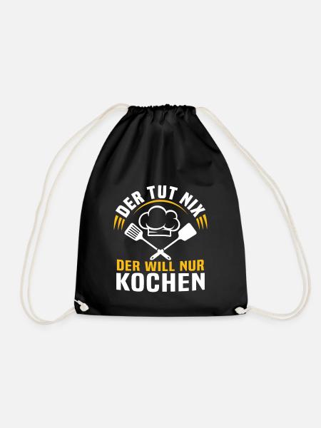 der tut nix der will nur kochen - Turnbeutel - Schwarz