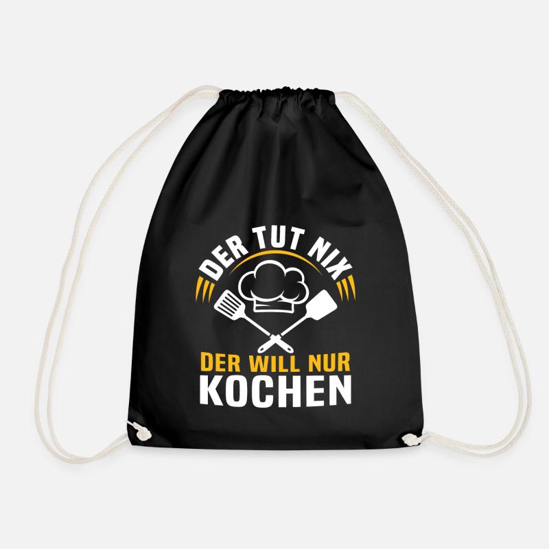 der tut nix der will nur kochen - Turnbeutel - Schwarz
