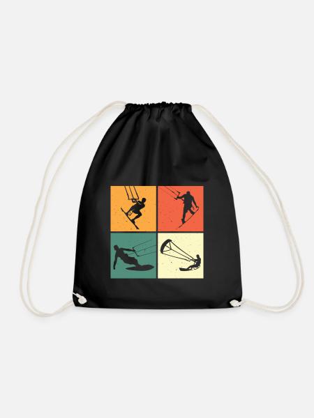 Rétro kiteboard kiteboard kitesurf kiteboarder - Sac de sport léger - noir