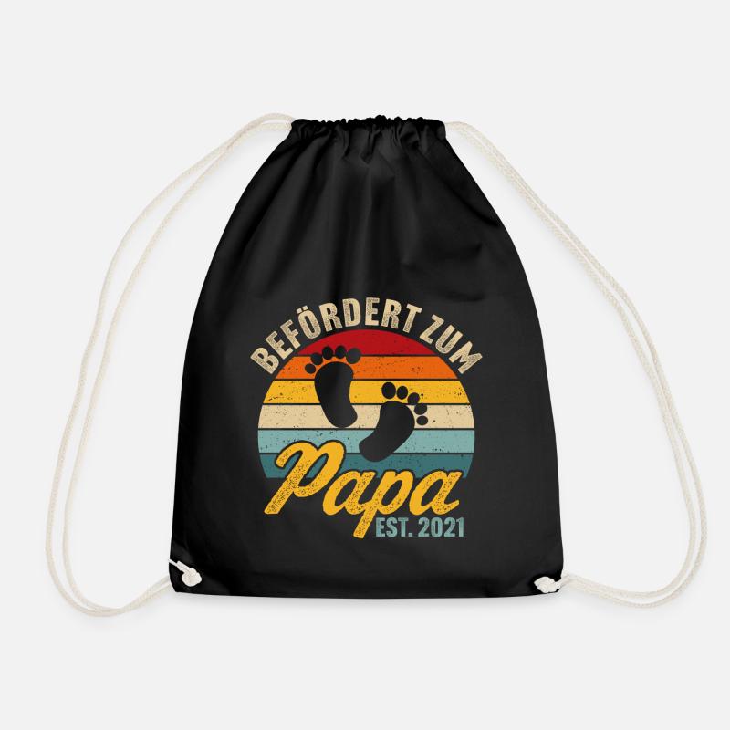 Retro befördert zum papa 2021 ich werde vater 2021 - Turnbeutel - Schwarz