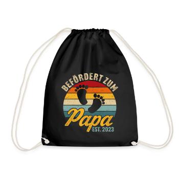 Retro befördert zum papa 2023 ich werde vater 2023 - Turnbeutel - Schwarz - Vorne