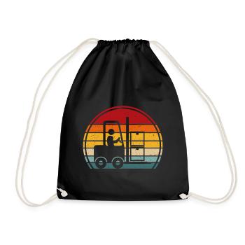 Forklift retro t-shirt forklift driver - Drawstring Bag - black - Front