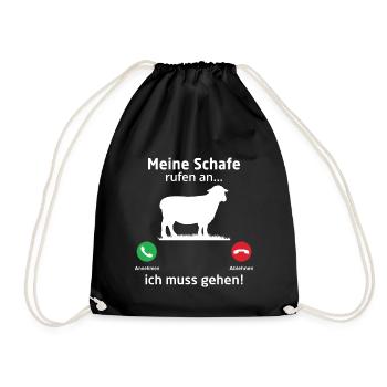 Meine Schafe rufen an ich muss gehen - Turnbeutel - Schwarz - Vorne