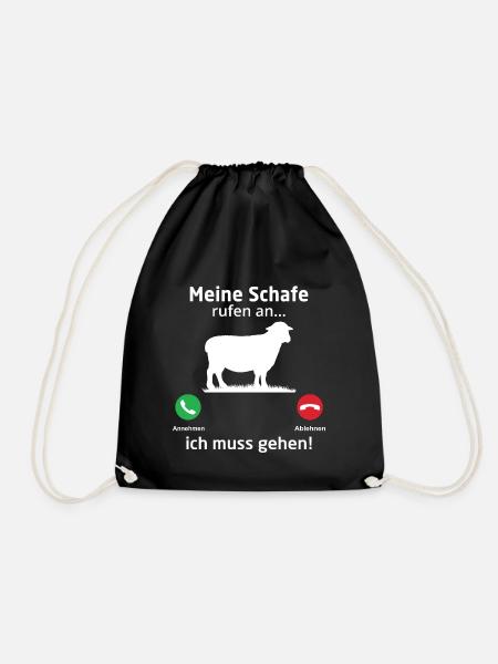 Meine Schafe rufen an ich muss gehen - Turnbeutel - Schwarz