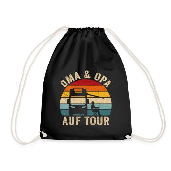 Oma opa auf tour wohnmobil retro camping wohnwagen - Turnbeutel - Schwarz - Vorne